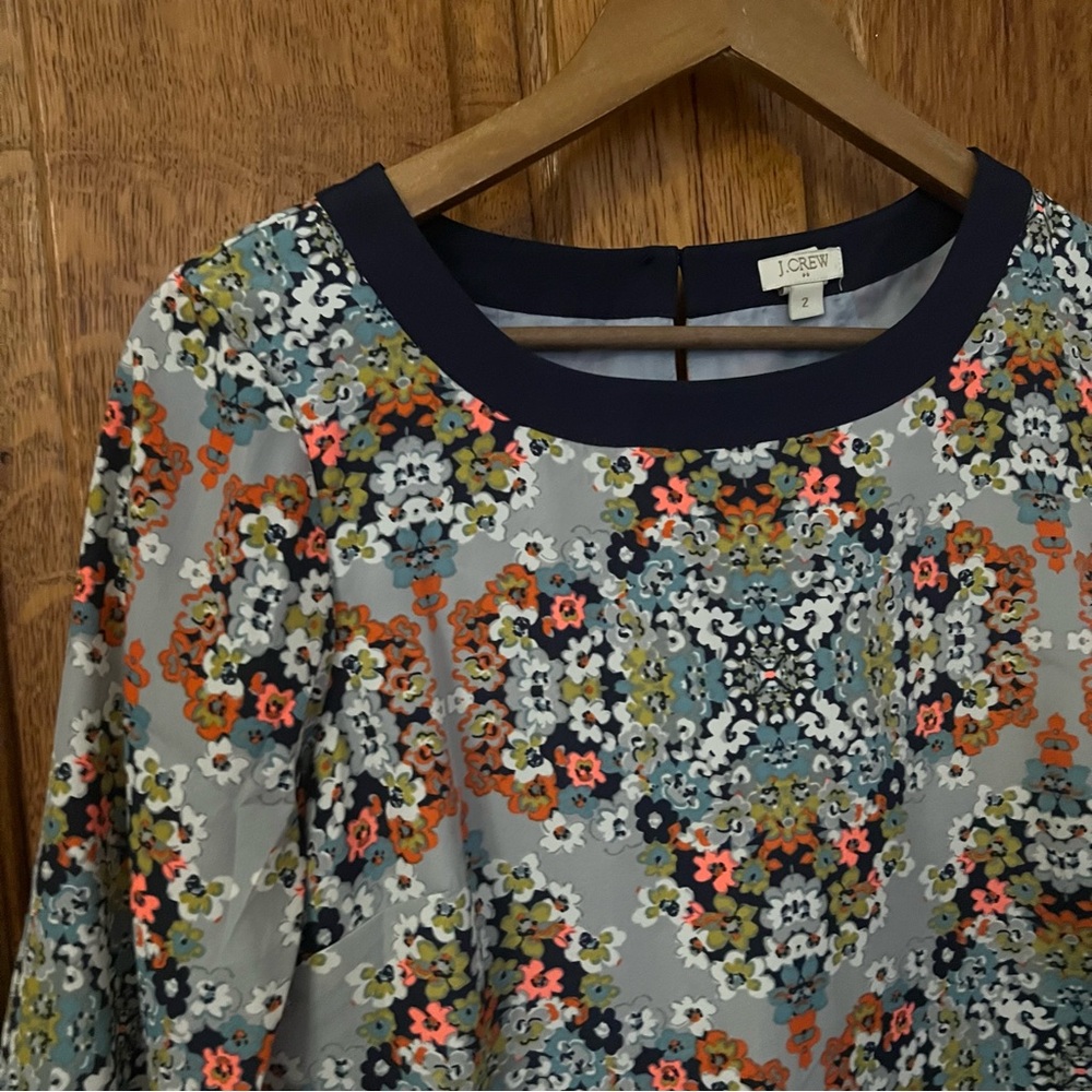 J. Crew Factory Misty Fog Floral 2 Shift Dress Knee Length Kaleidoscope - Picture 4 of 9
